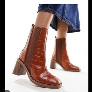 ASOS brown croc leather Chelsea boots